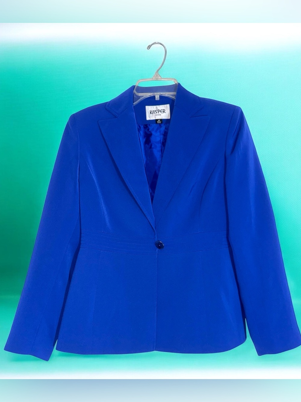 Kasper Royal Blue Single-Button Blazer with waist detailing size 2P